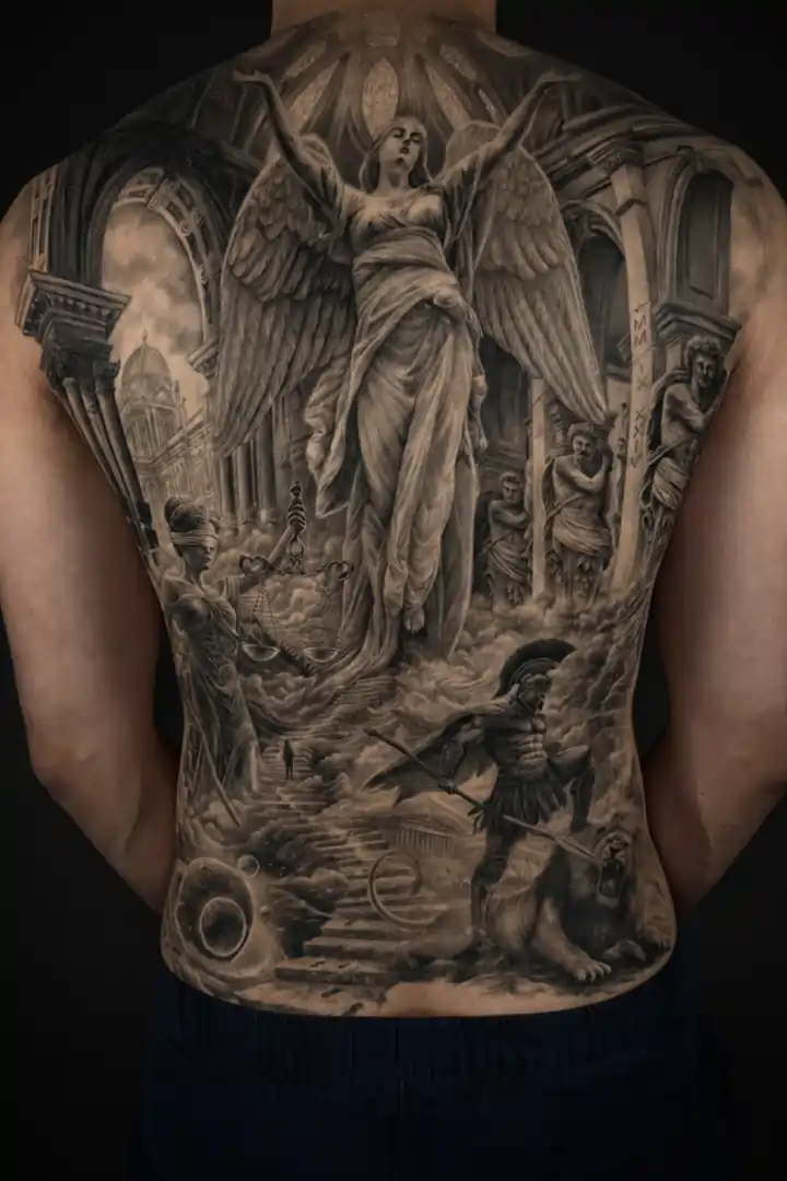 Black and grey dark realism tattoo — Tattoo Things Studio Johor Bahru