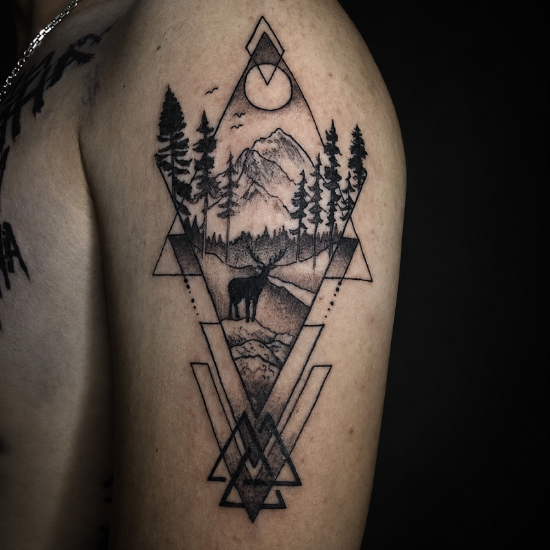 Fine line floral silhouette tattoo — Tattoo Things Studio JB